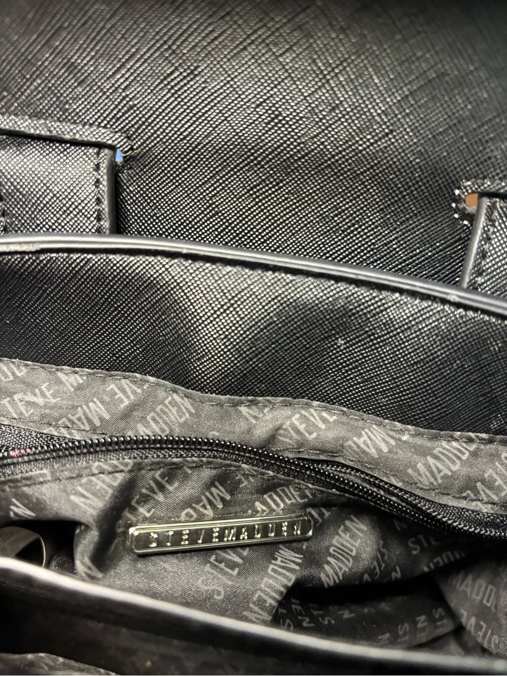 Steve Madden Black and White Two-Tone Top-Handle Satchel